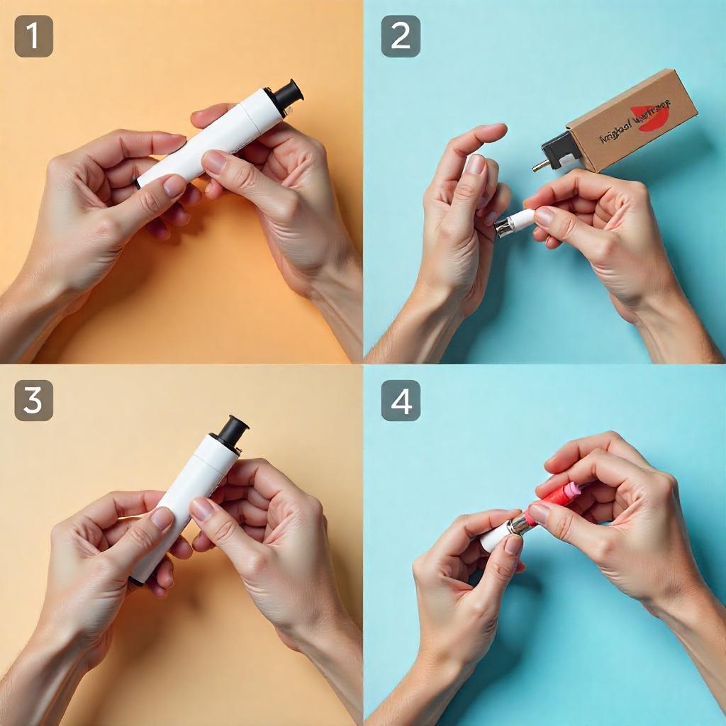 Step-by-step illustration showing how to unclog a disposable vape using gentle tapping, hand warmth, and a paperclip to clear the mouthpiece
